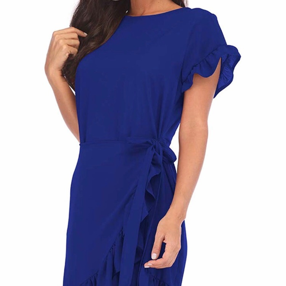 Royal blue wrap dress
